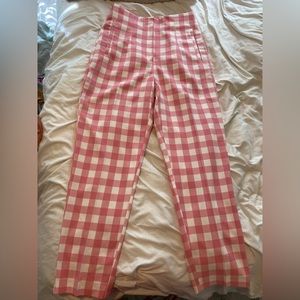 Zara pink gingham high waisted pants